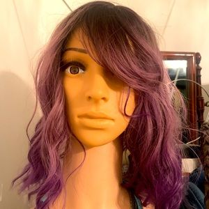Shoulder Length Wavy Wig w/ Purple Accents